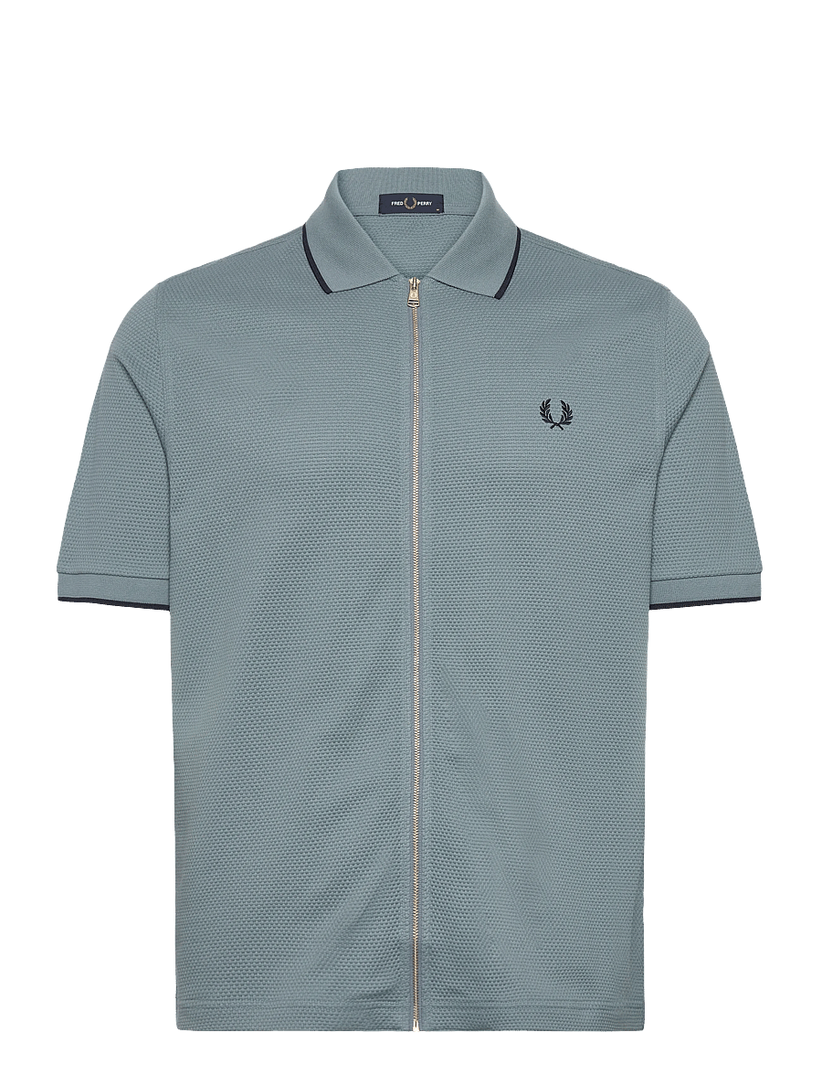 Fred Perry - TEXTURED ZIP POLO - kurzärmelig - stockport blue - 0