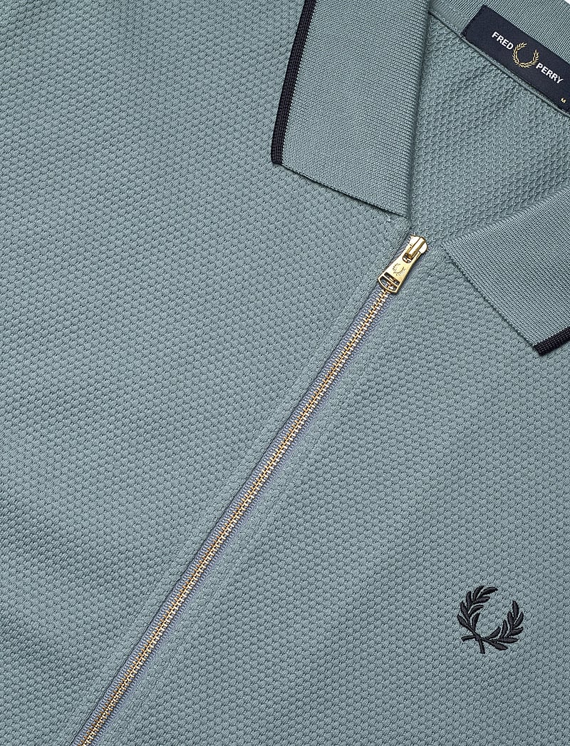 Fred Perry - TEXTURED ZIP POLO - lyhythihaiset - stockport blue - 2