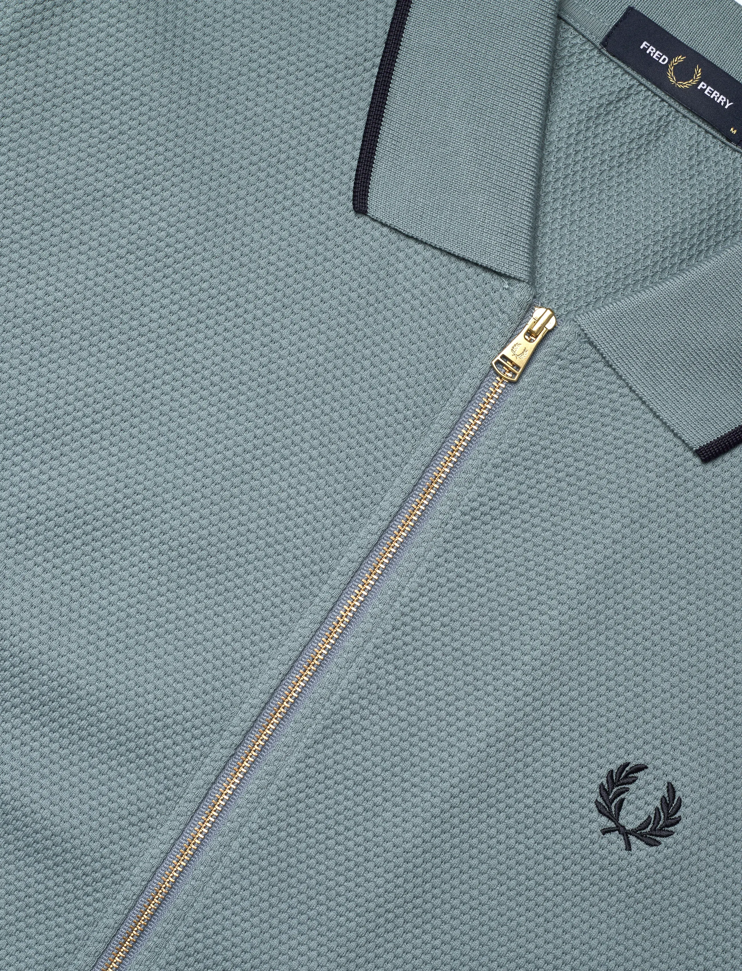 Fred Perry - TEXTURED ZIP POLO - stutterma pólóbolir - stockport blue - 2