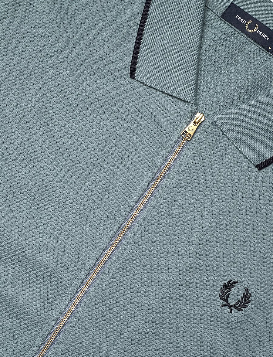 Fred Perry - TEXTURED ZIP POLO - kurzärmelig - stockport blue - 2