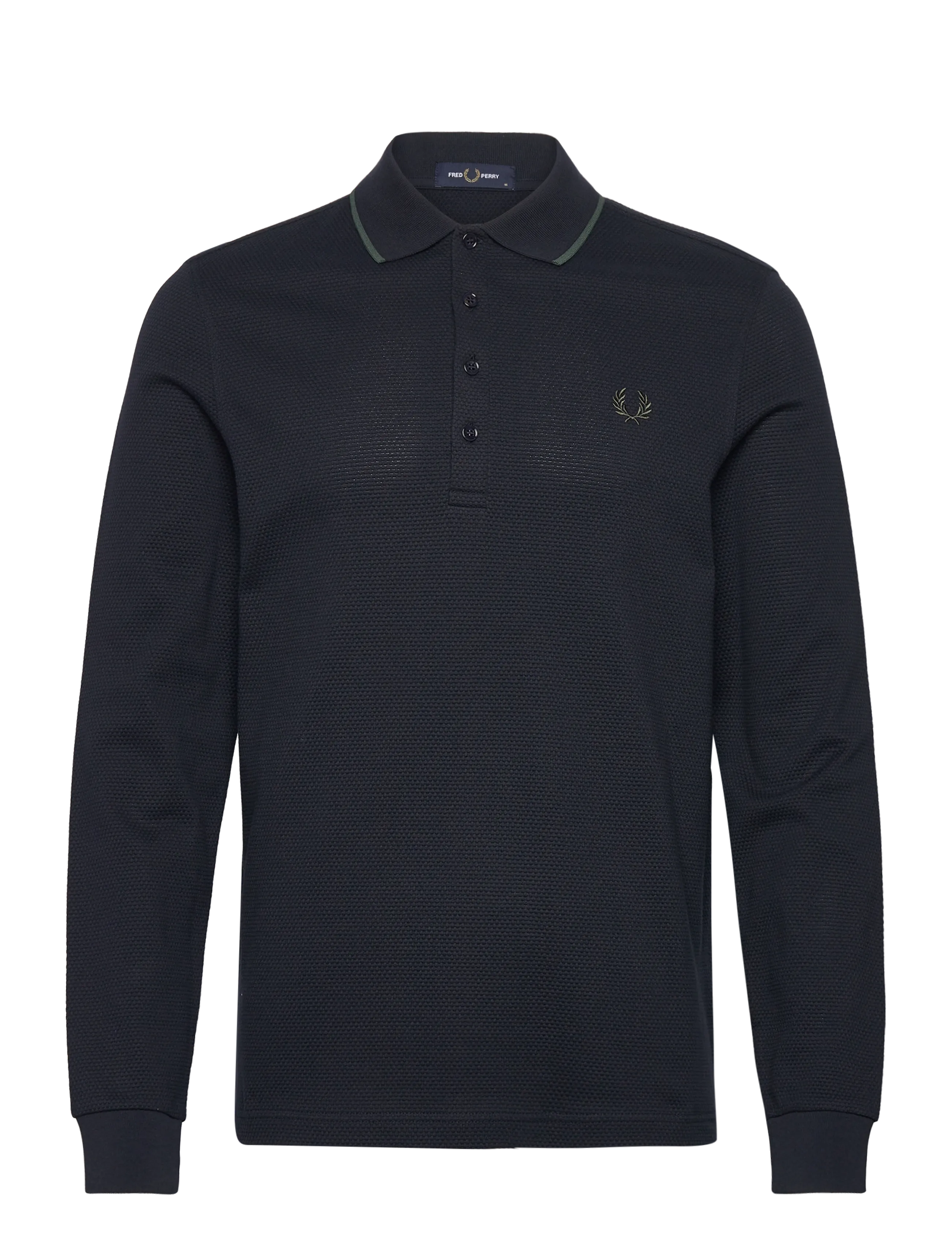 FRED PERRY Textured Ls Polo Navy - XS - Herren