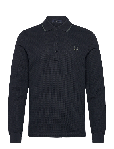 Fred Perry TEXTURED LS POLO - Fred Perry - NAVY / navy