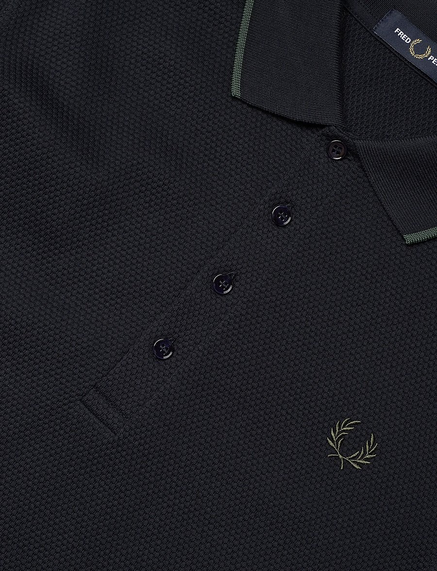 Fred Perry - TEXTURED LS POLO - langärmelig - navy - 2