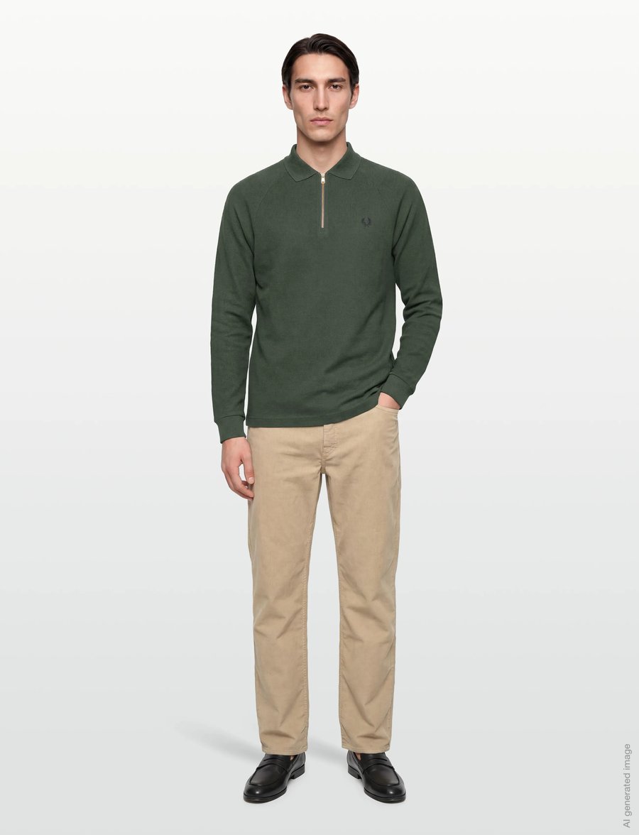 Fred Perry - DASH TAPED Z/N POLO SHIRT - langärmelig - court green - 0