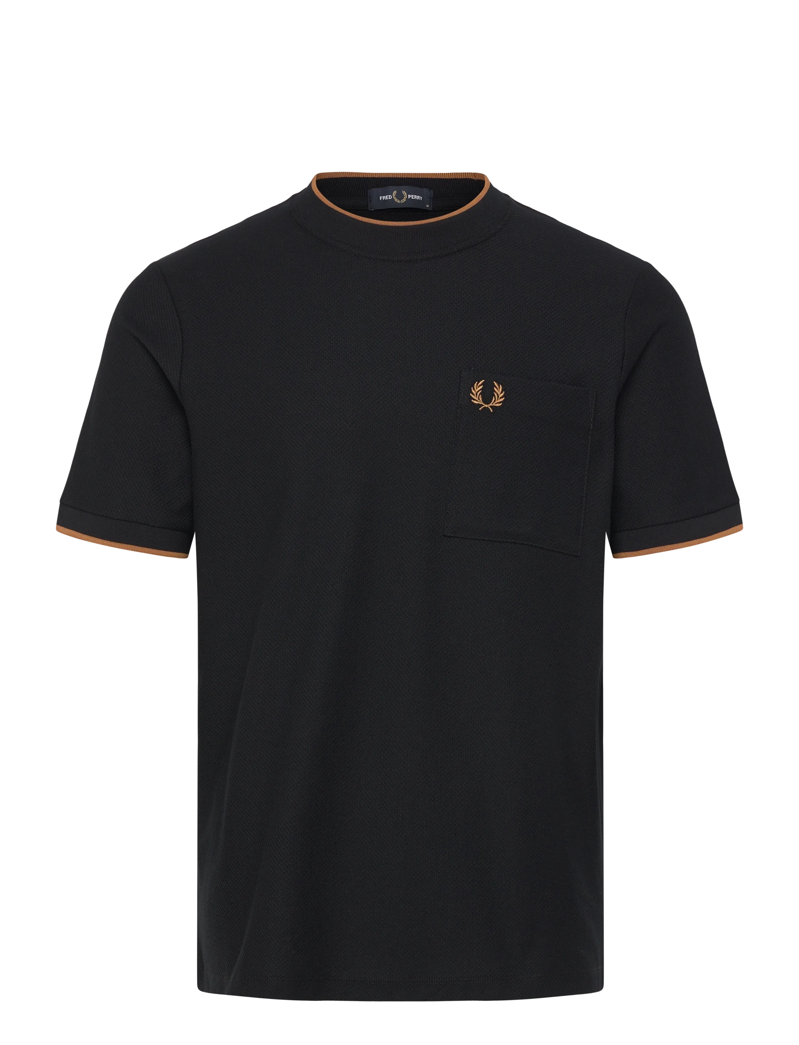 Fred Perry POCKET DETAIL PIQUE T-SHIRT - Preppy - BLACK / black