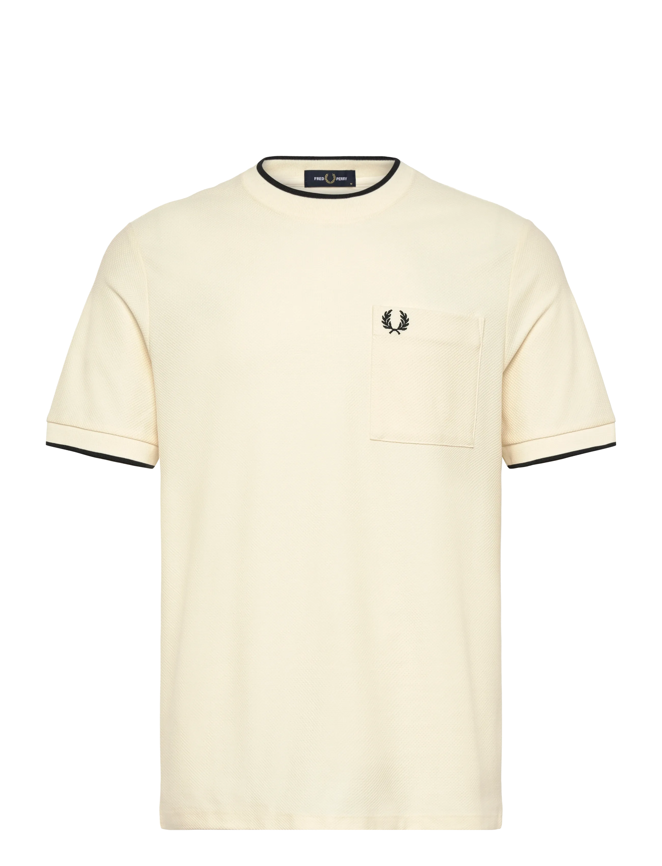 Fred Perry POCKET DETAIL PIQUE TEE - Kläder - ECRU / cream