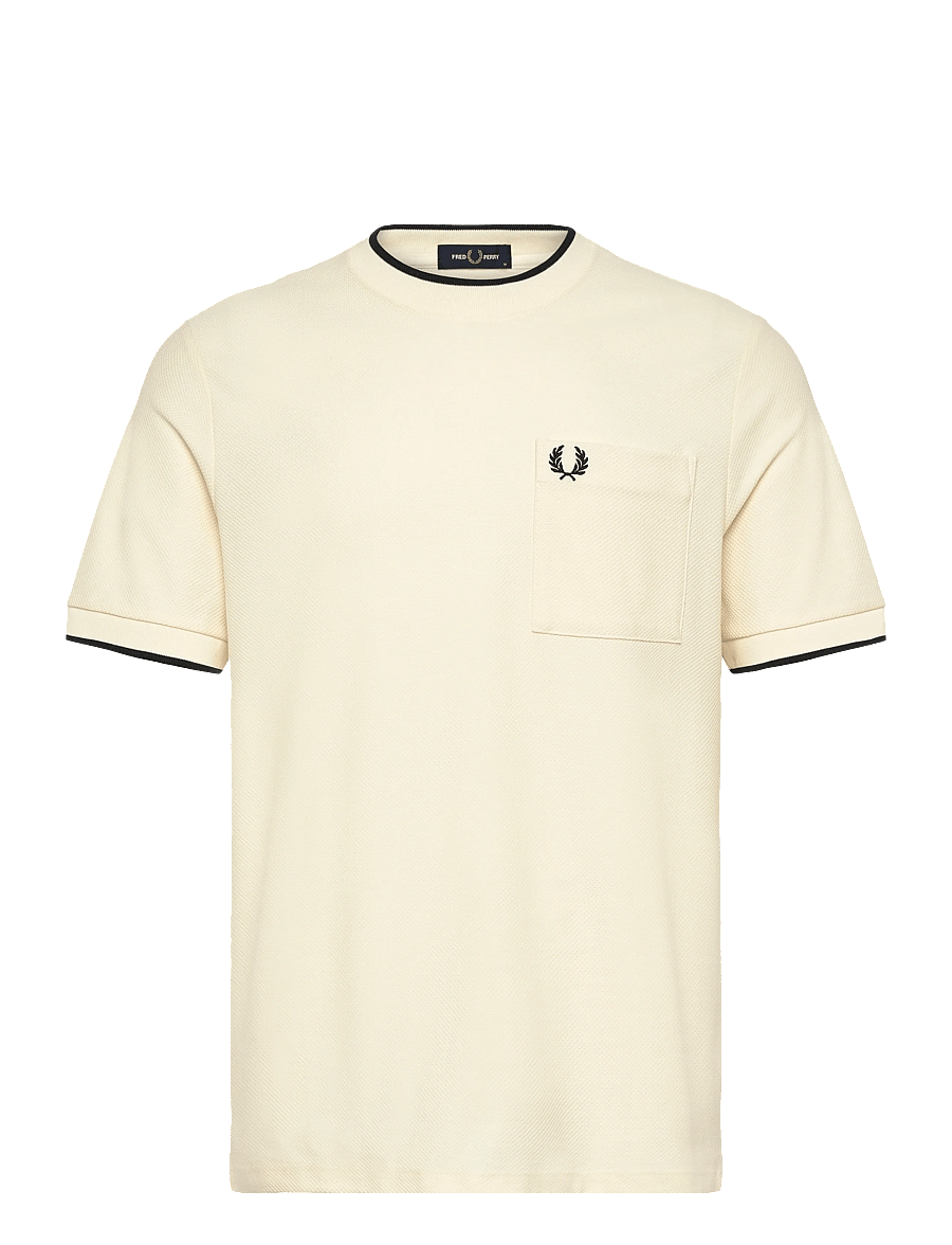 Fred Perry - POCKET DETAIL PIQUE T-SHIRT - kurzärmelige t-shirts - ecru - 1