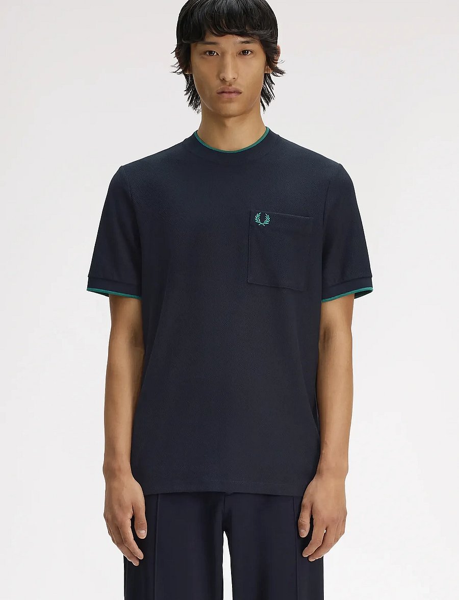 Fred Perry - POCKET DETAIL PIQUE T-SHIRT - kurzärmelige t-shirts - navy - 0
