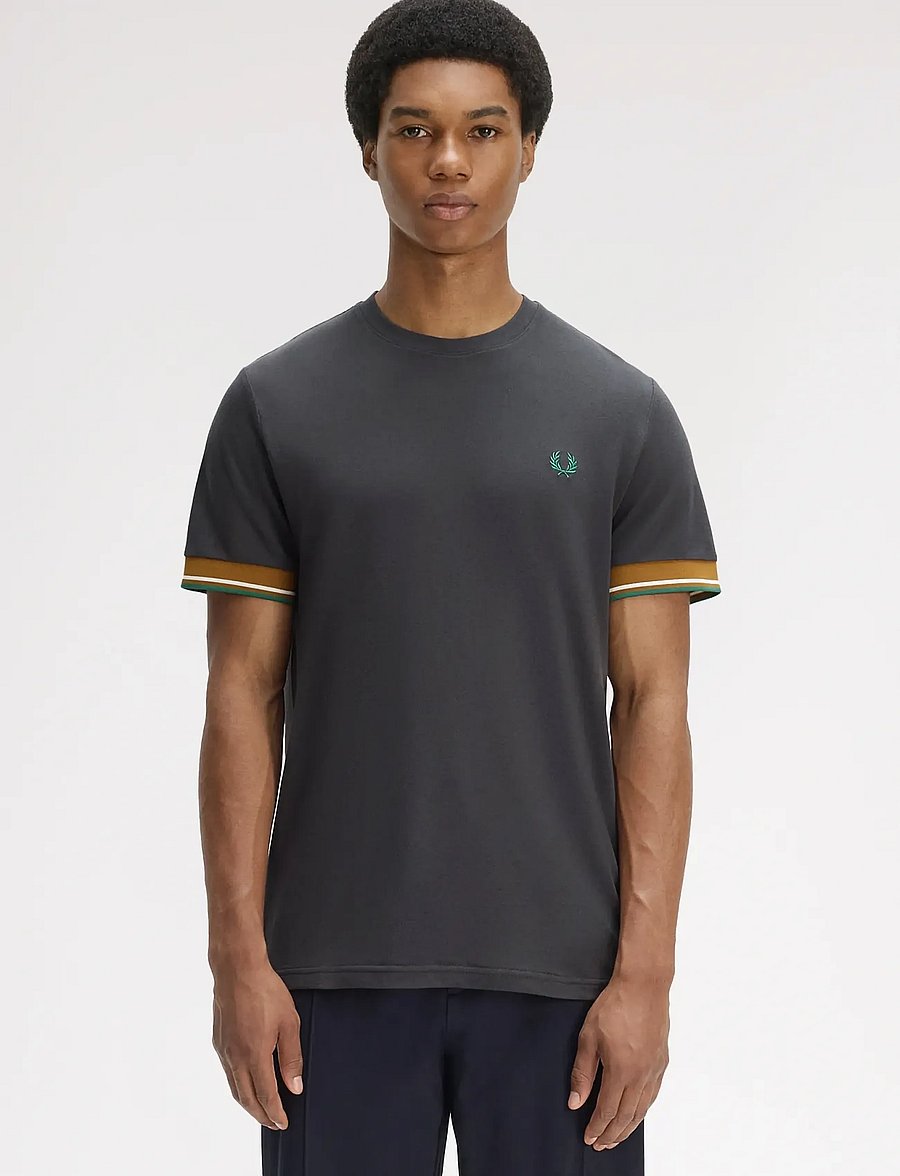 Fred Perry - TWIN TIPPED CUFF T-SHIRT - lühikeste varrukatega t-särgid - anchor grey - 0