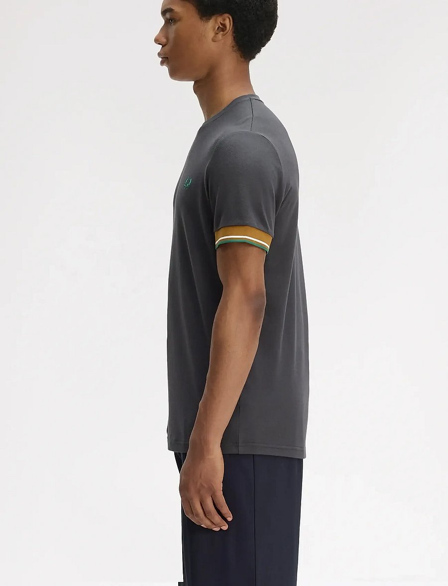 Fred Perry - TWIN TIPPED CUFF T-SHIRT - lühikeste varrukatega t-särgid - anchor grey - 3