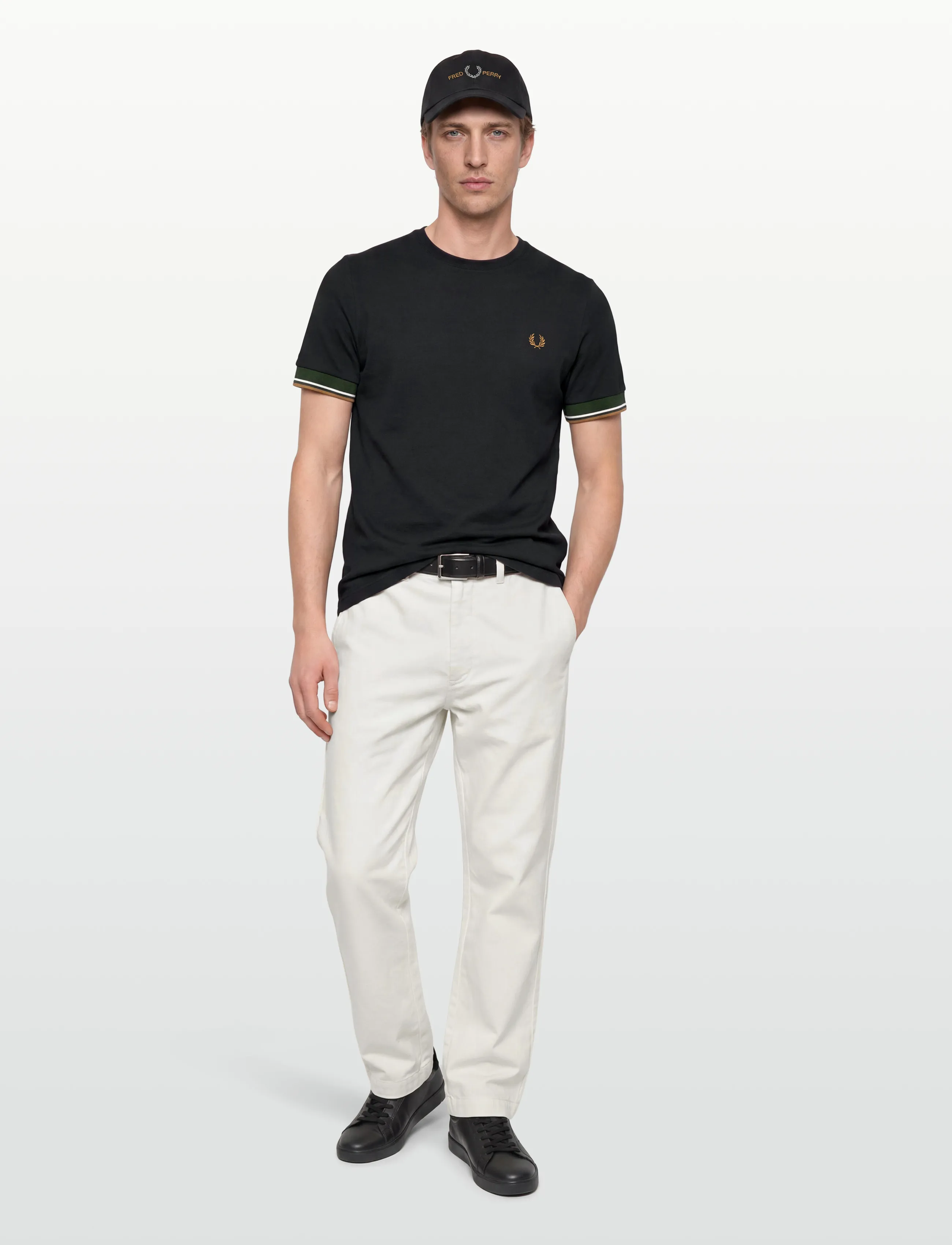 Fred Perry Twin Tipped Cuff T-Shirt, M, Black, T-Shirts > Kortærmede, Herre