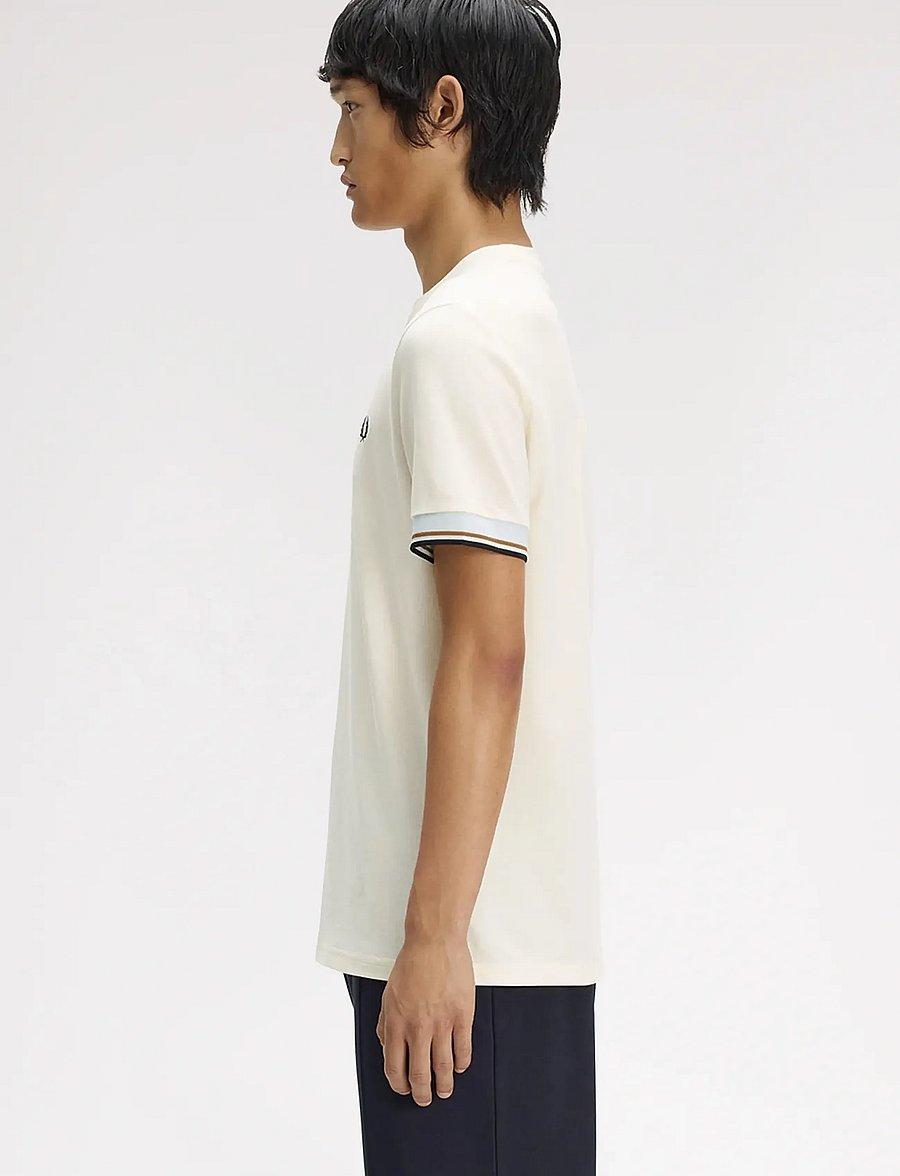 Fred Perry - TWIN TIPPED CUFF T-SHIRT - lühikeste varrukatega t-särgid - ecru - 3
