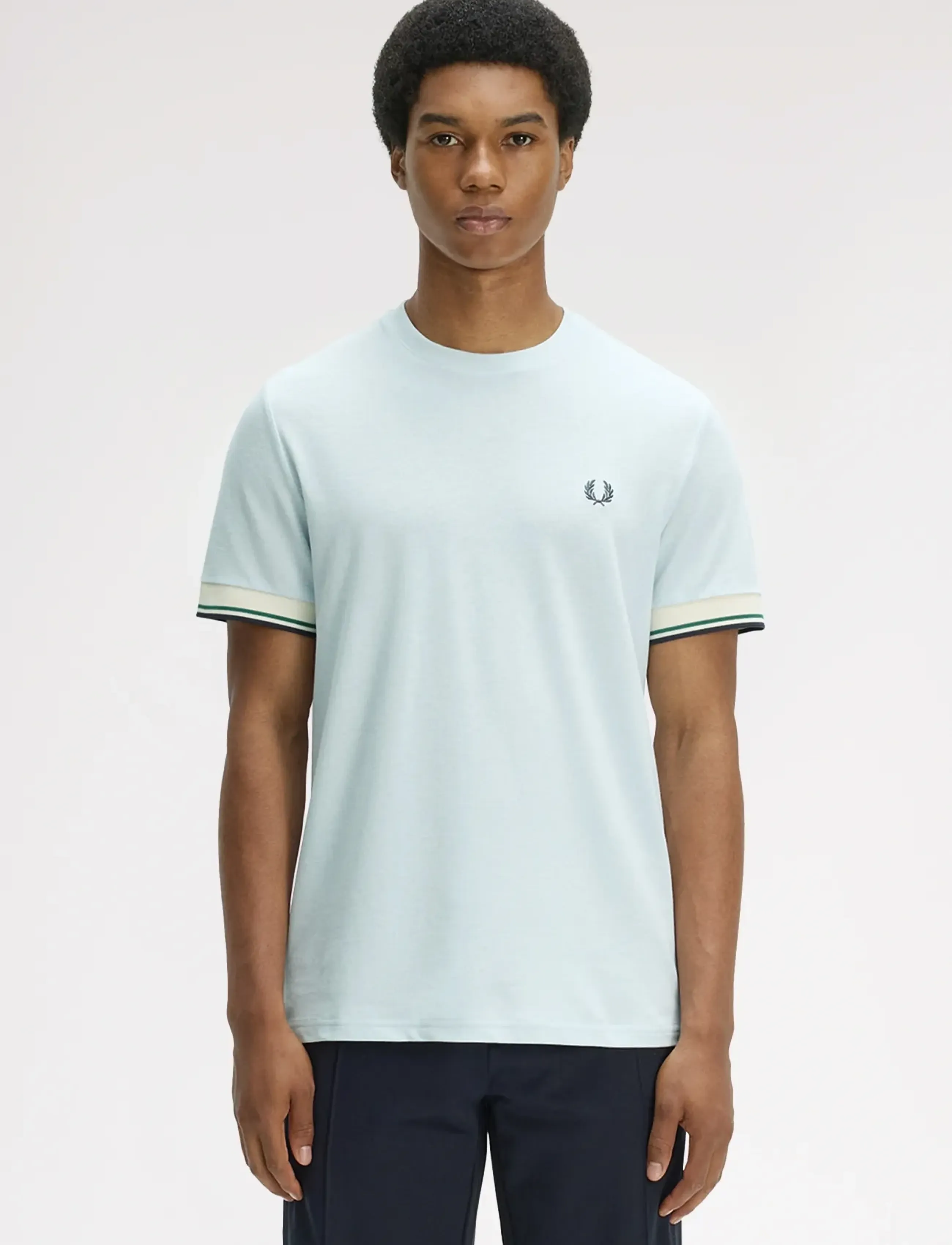 Fred Perry Twin Tipped Cuff Tee, M, T-shirts, Blau - Short-sleeved, Männerswear