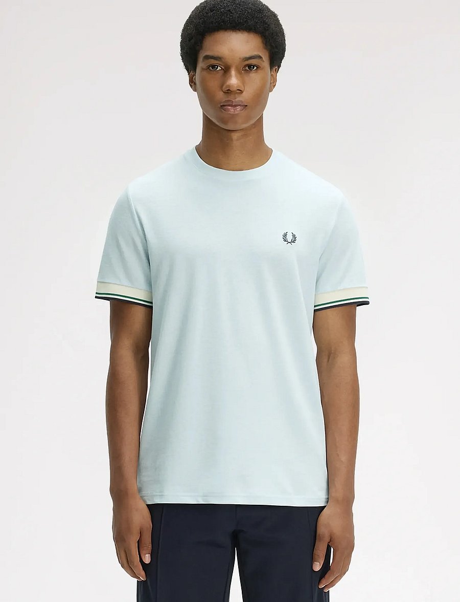 Fred Perry - TWIN TIPPED CUFF T-SHIRT - lühikeste varrukatega t-särgid - light ice - 0