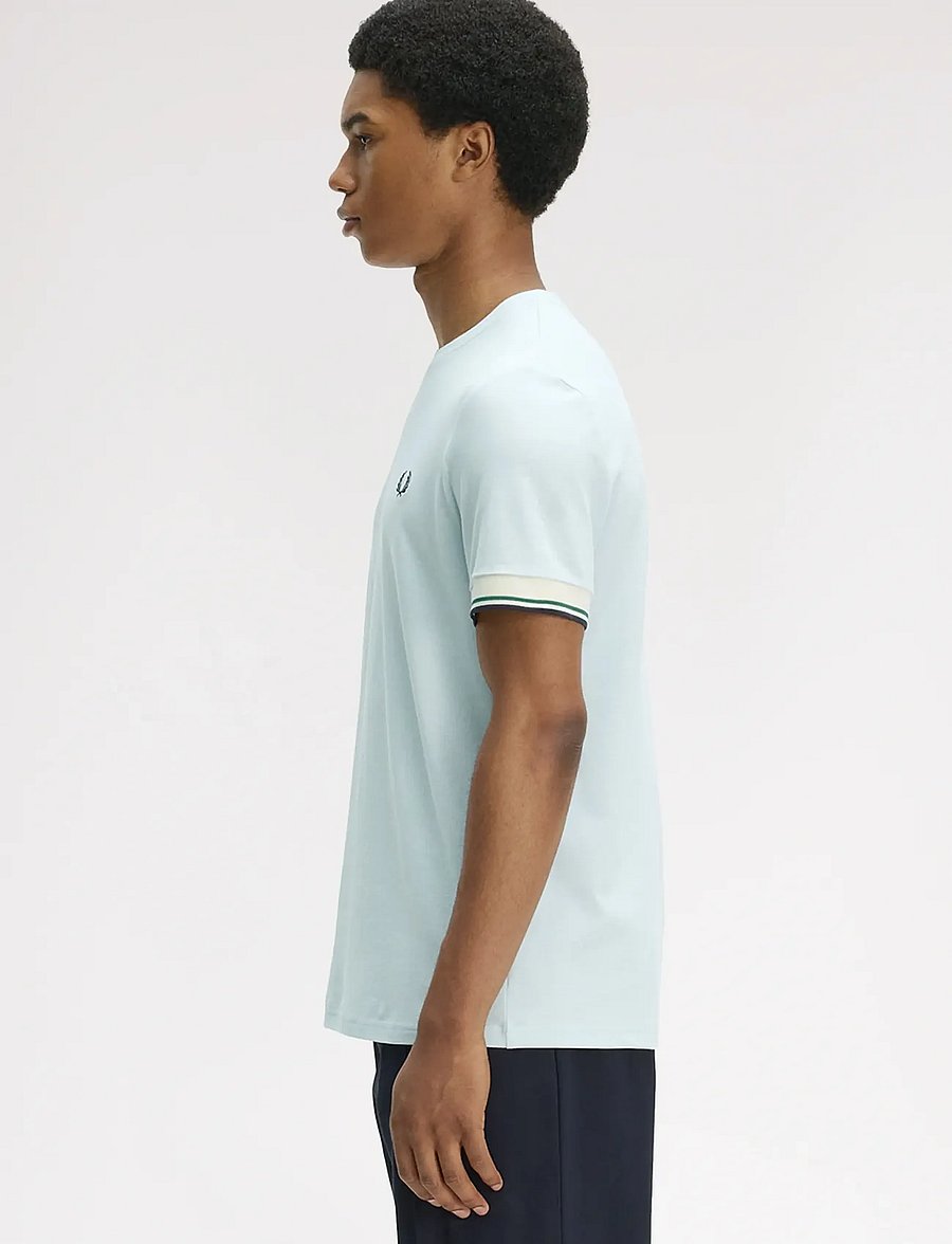 Fred Perry - TWIN TIPPED CUFF T-SHIRT - lühikeste varrukatega t-särgid - light ice - 3