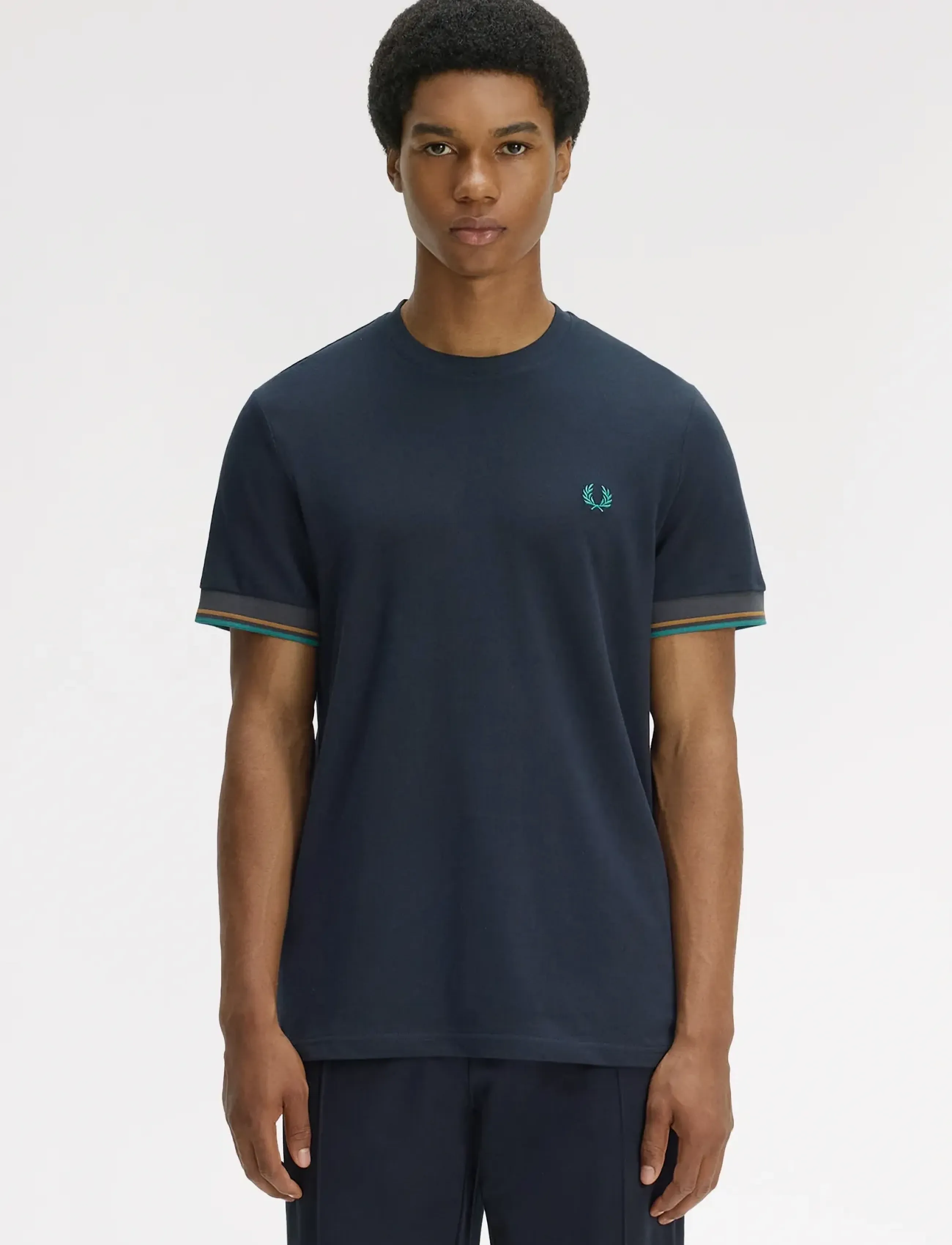 Fred Perry Twin Tipped Cuff Tee, XL, T-shirts, Marineblau - Short-sleeved, Männerswear