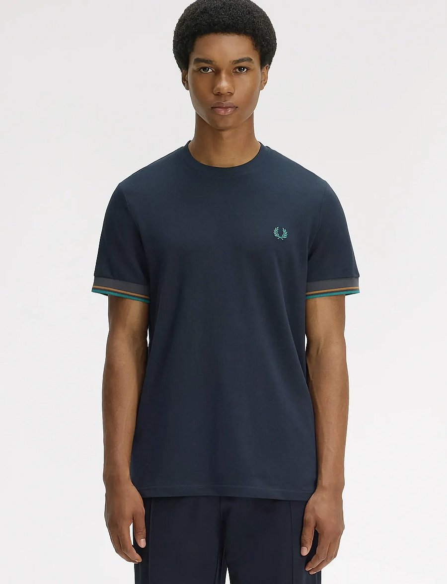 Fred Perry - TWIN TIPPED CUFF T-SHIRT - kortærmede t-shirts - navy - 0