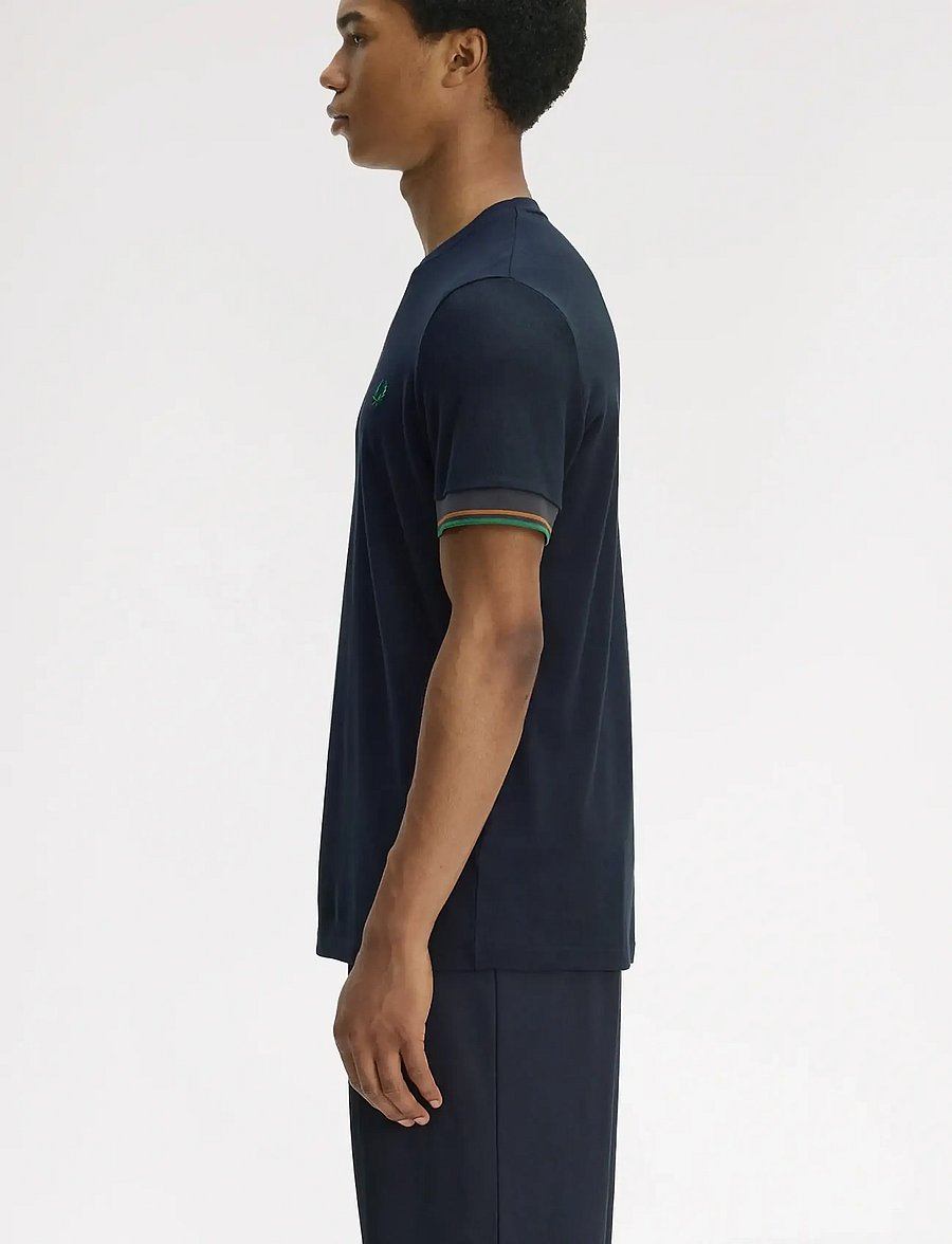 Fred Perry - TWIN TIPPED CUFF T-SHIRT - kortærmede t-shirts - navy - 3