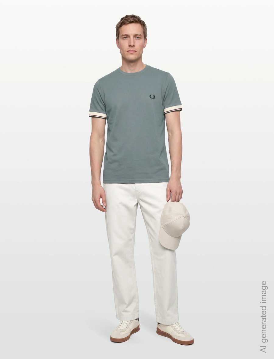 Fred Perry - TWIN TIPPED CUFF T-SHIRT - kortärmade t-shirts - stockport blue - 0