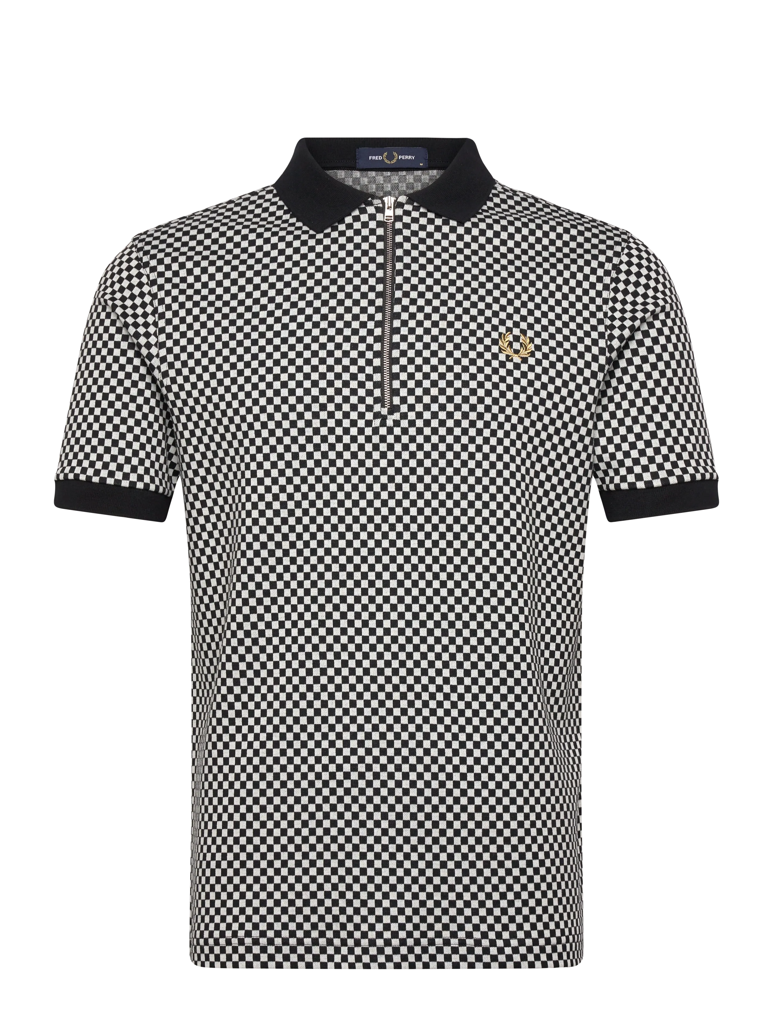 Fred Perry CHEQUERBOARD POLO SHIRT - Fred Perry - BLACK / black