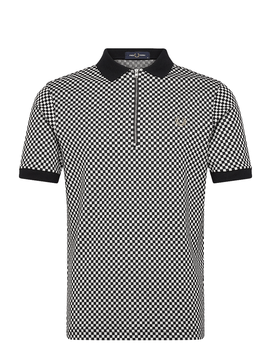Fred Perry - CHEQUERBOARD POLO SHIRT - kurzärmelig - black - 1
