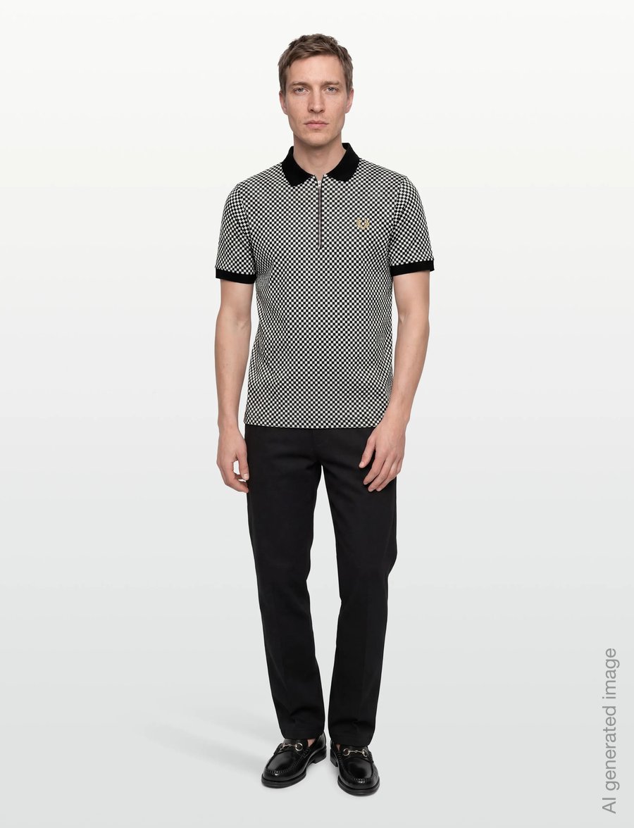 Fred Perry - CHEQUERBOARD POLO SHIRT - kurzärmelig - black - 0