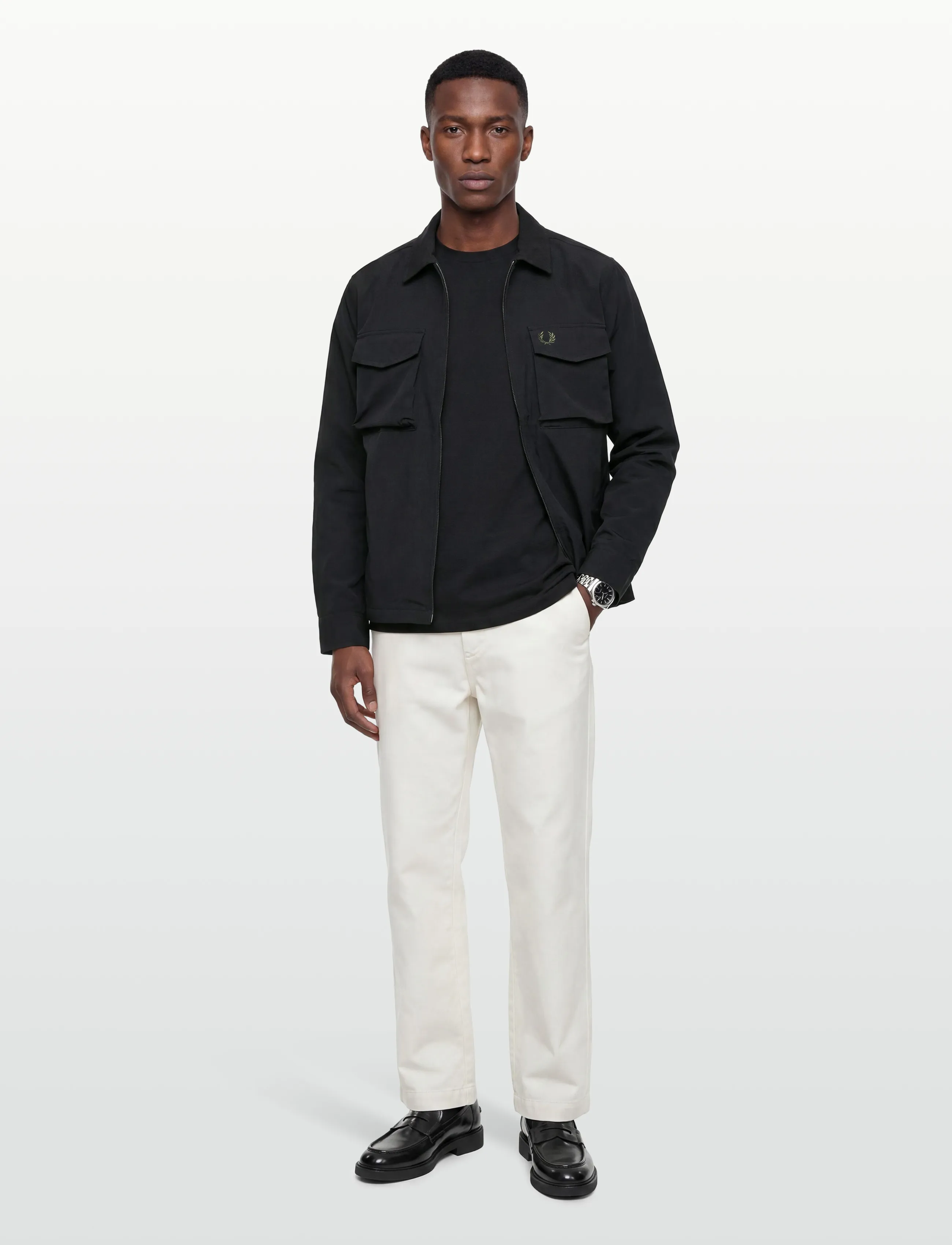 Fred Perry RIPSTOP POCKET OVERSHIRT - Virsjakas - BLACK / black