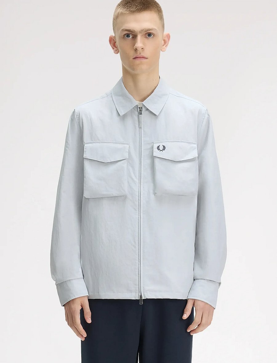 Fred Perry - RIPSTOP POCKET OVERSHIRT - herbstjacken - dusky blue - 0
