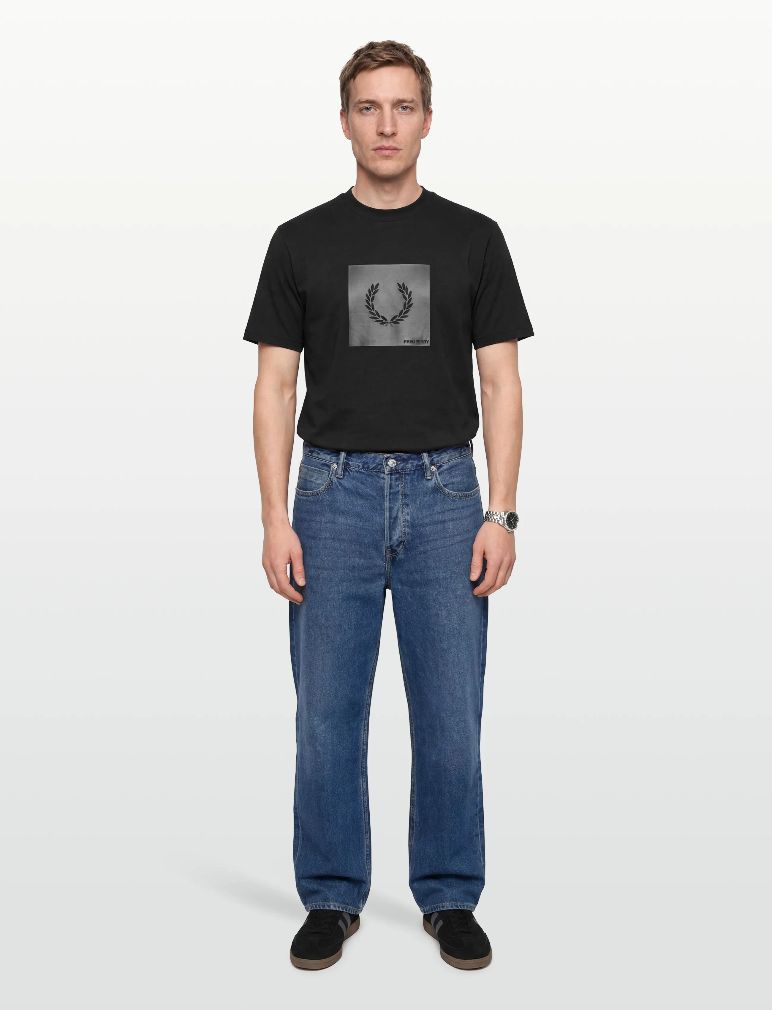 Fred Perry Box Graphic T-Shirt, Mænd, Grafisk T-shirt, Sort, Str: M