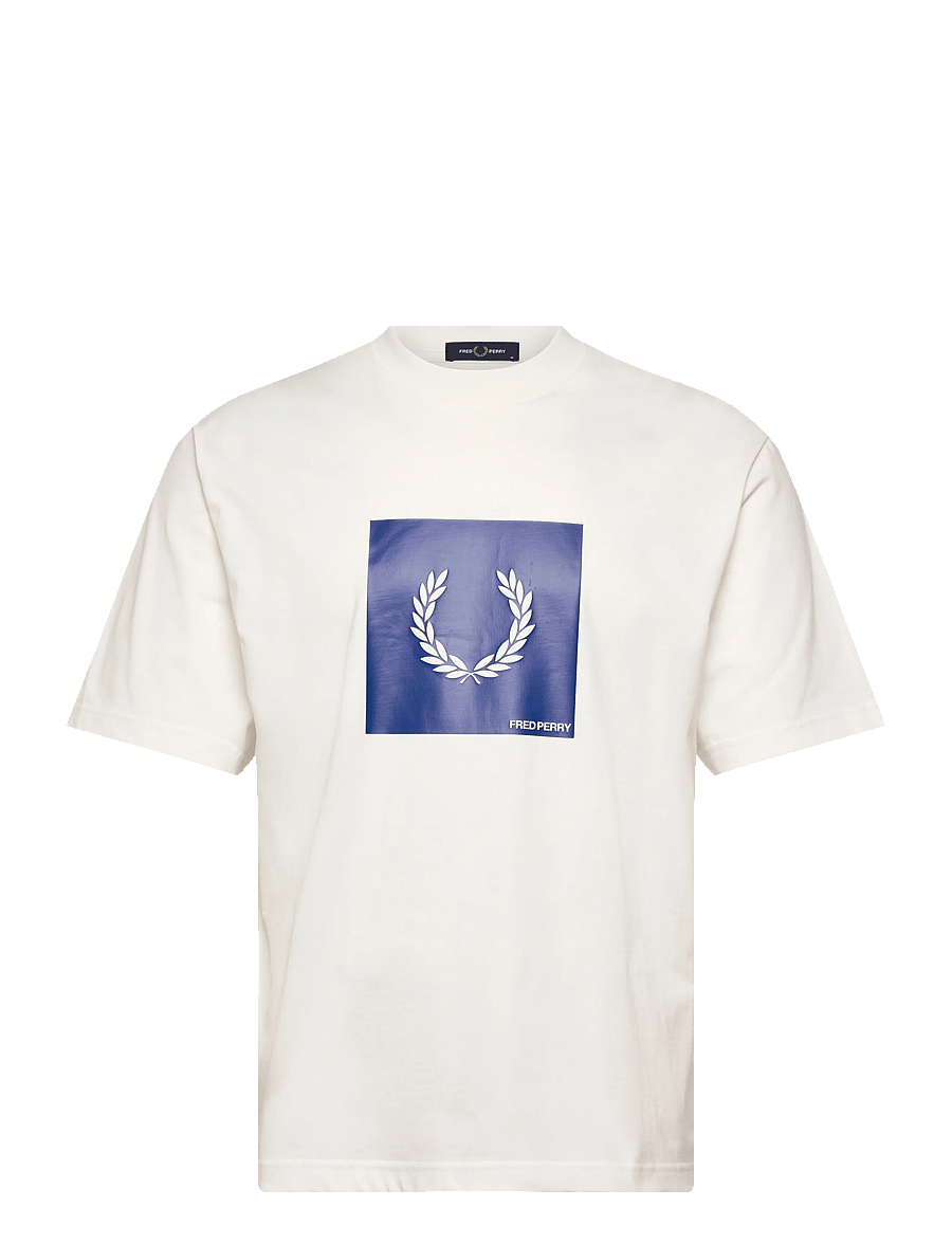 Fred Perry - BOX GRAPHIC T-SHIRT - t-krekli ar īsām piedurknēm - snow white - 1
