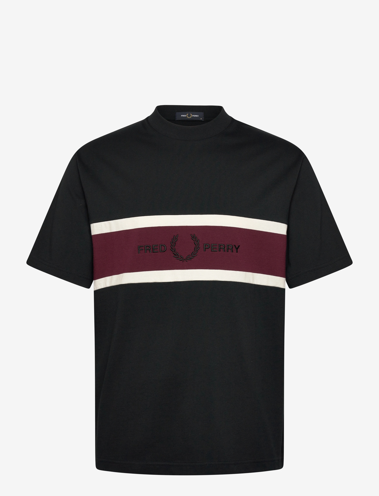 Fred Perry - EMBROIDERED PANEL TEE - kortermede t-skjorter - black - 1