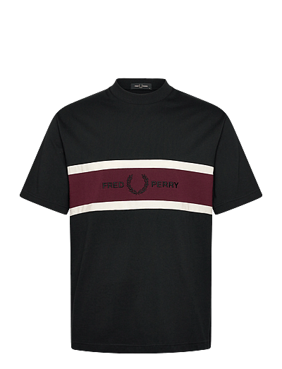 Fred Perry EMBROIDERED PANEL TEE - Fred Perry - BLACK / black