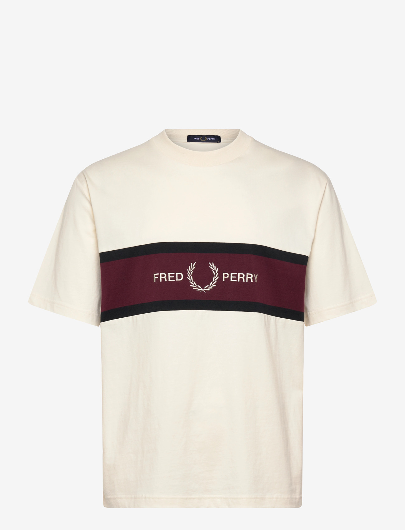 Fred Perry - EMBROIDERED PANEL TEE - kortærmede t-shirts - ecru - 1