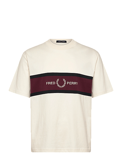 Fred Perry EMBROIDERED PANEL TEE - Fred Perry - ECRU / cream