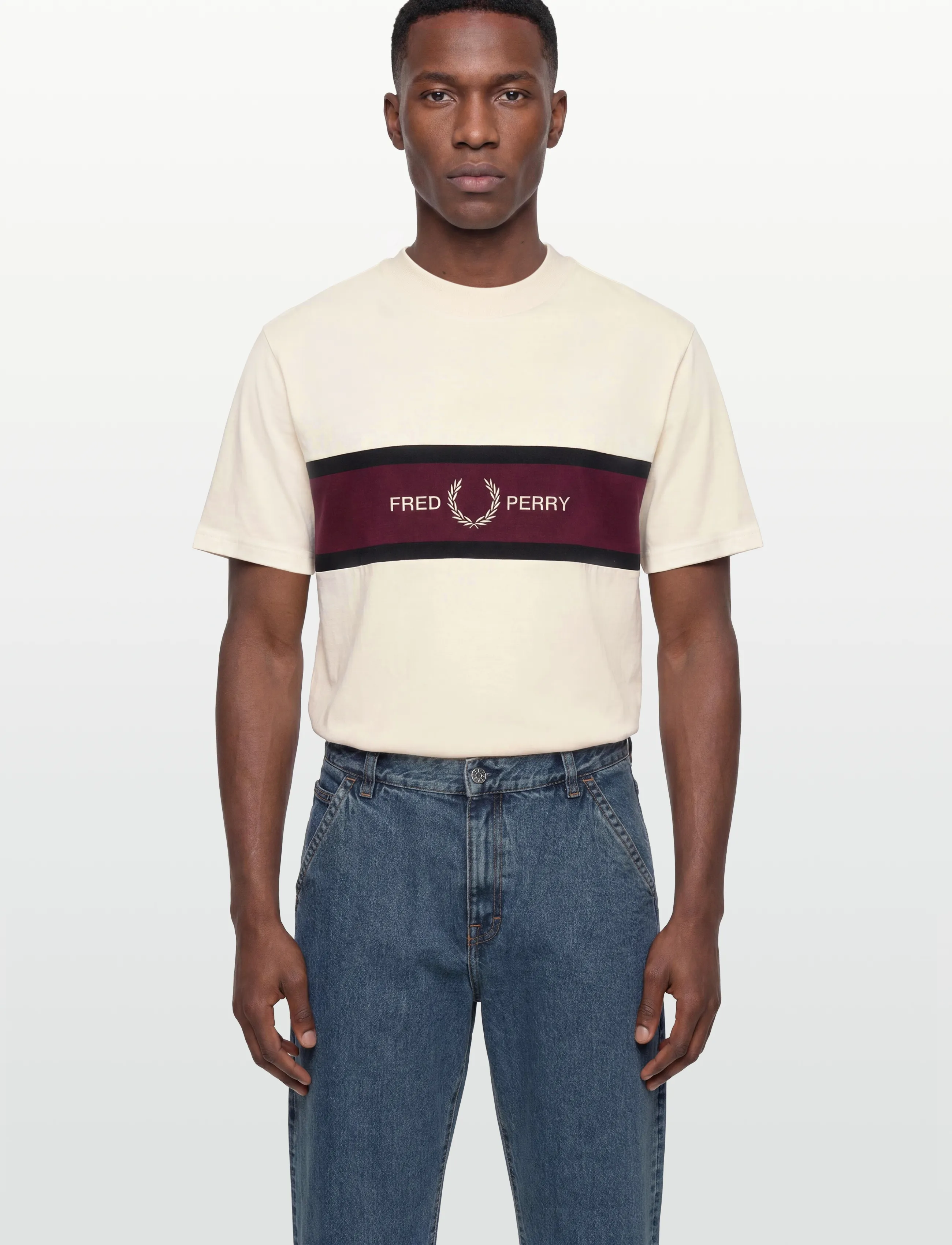 Fred Perry - EMBROIDERED PANEL TEE - kortærmede t-shirts - ecru - 3
