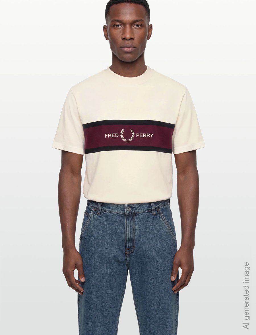Fred Perry - EMBROIDERED PANEL TEE - kortärmade t-shirts - ecru - 3