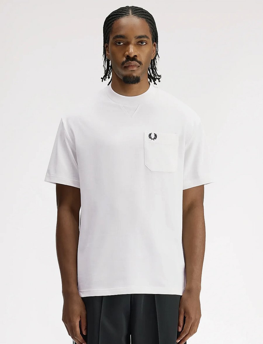 Fred Perry - POCKET DETAIL T-SHIRT - short-sleeved t-shirts - snow white - 0