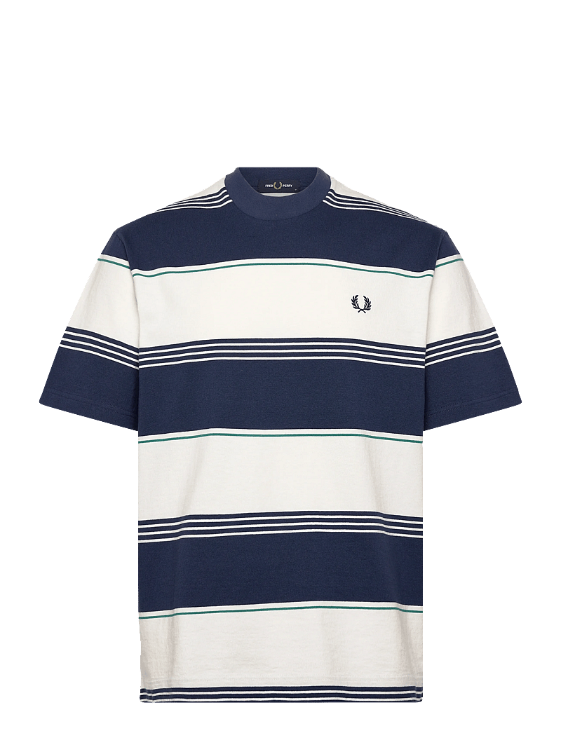 Fred Perry - HEAVYWEIGHT STRIPED TEE - kortärmade t-shirts - tennis blue - 0