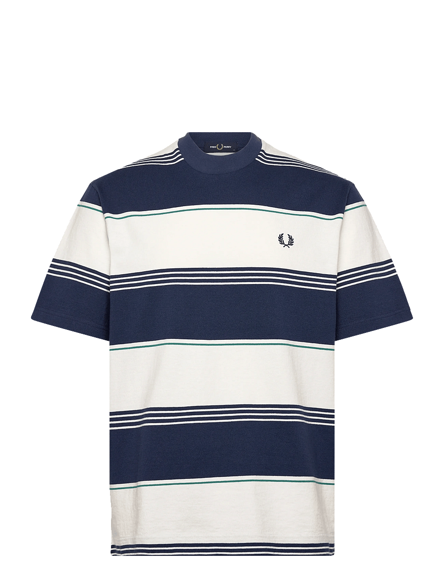 Fred Perry - HEAVYWEIGHT STRIPED TEE - lühikeste varrukatega t-särgid - tennis blue - 1