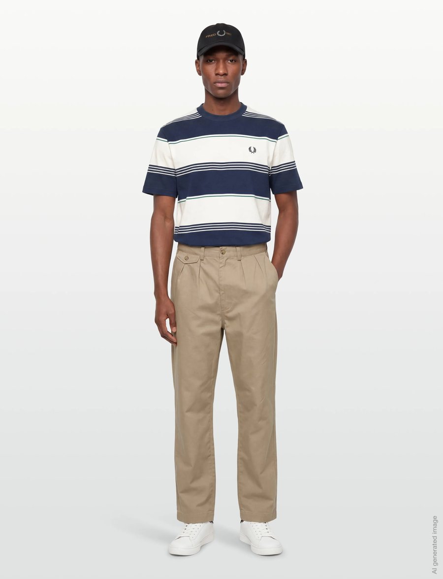 Fred Perry - HEAVYWEIGHT STRIPED TEE - lühikeste varrukatega t-särgid - tennis blue - 0