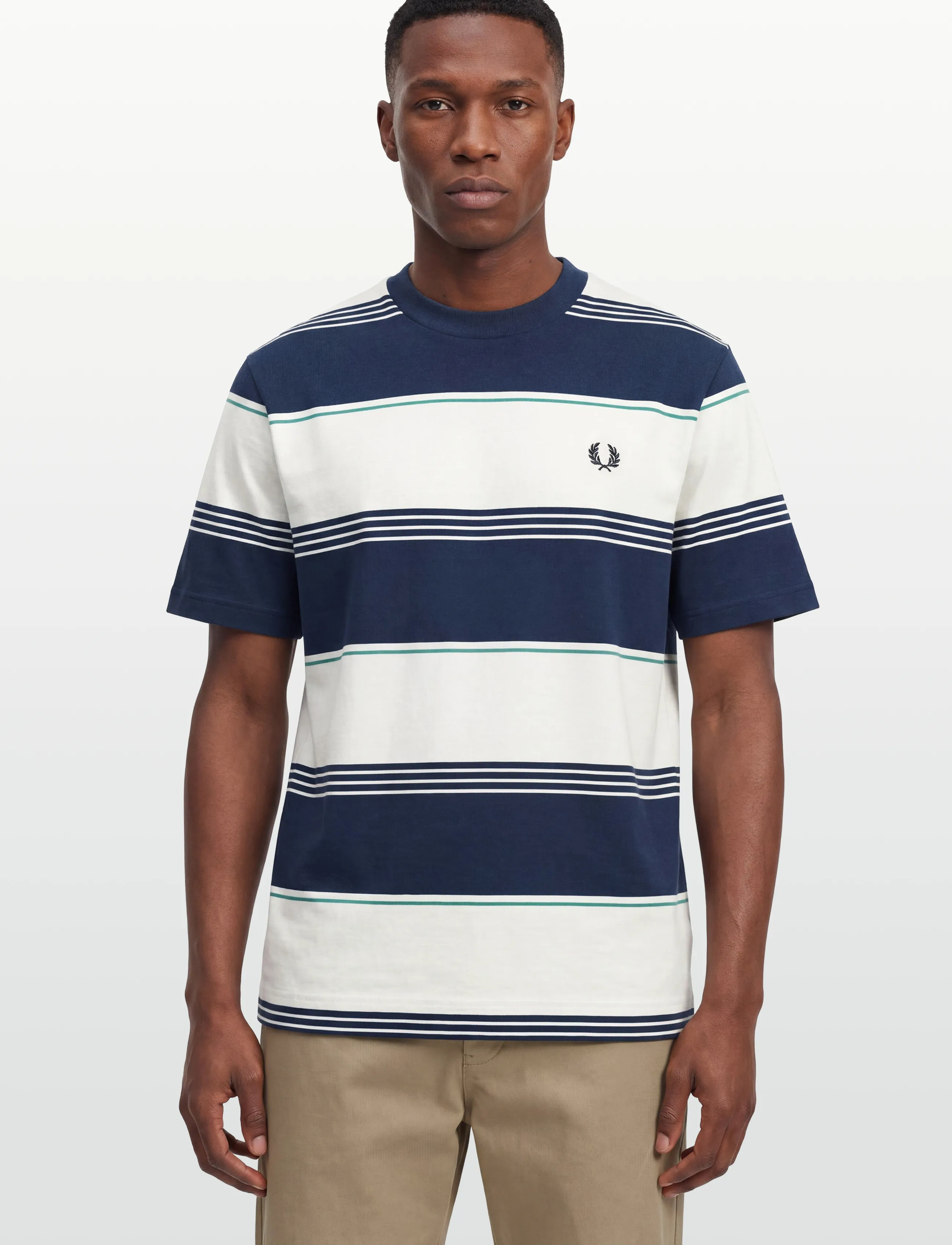 Fred Perry - HEAVYWEIGHT STRIPED TEE - kortærmede t-shirts - tennis blue - 3