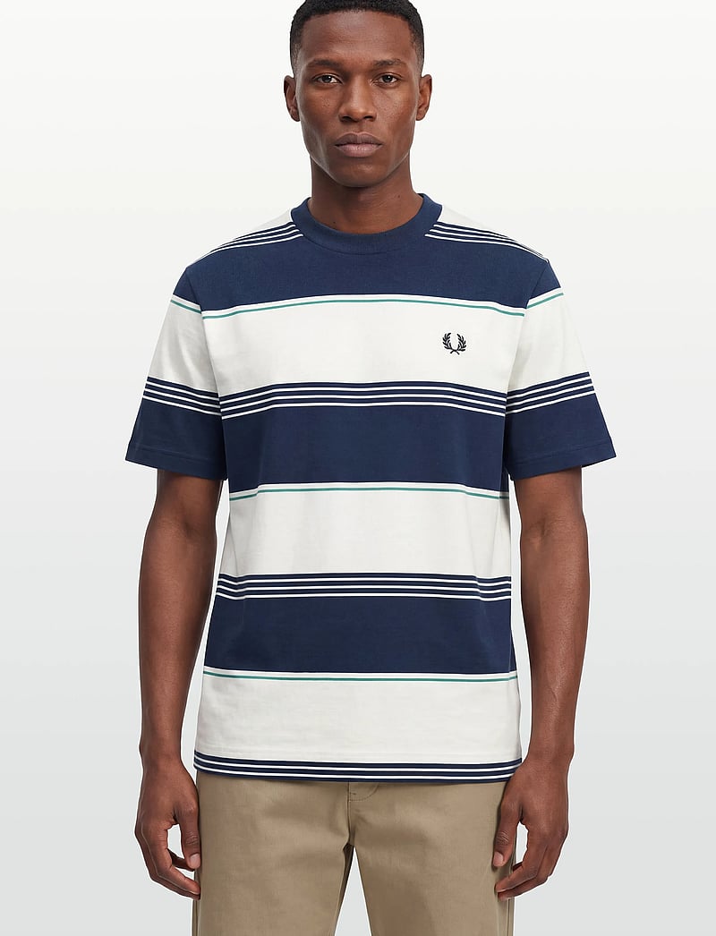 Fred Perry - HEAVYWEIGHT STRIPED TEE - kurzärmelig - tennis blue - 3