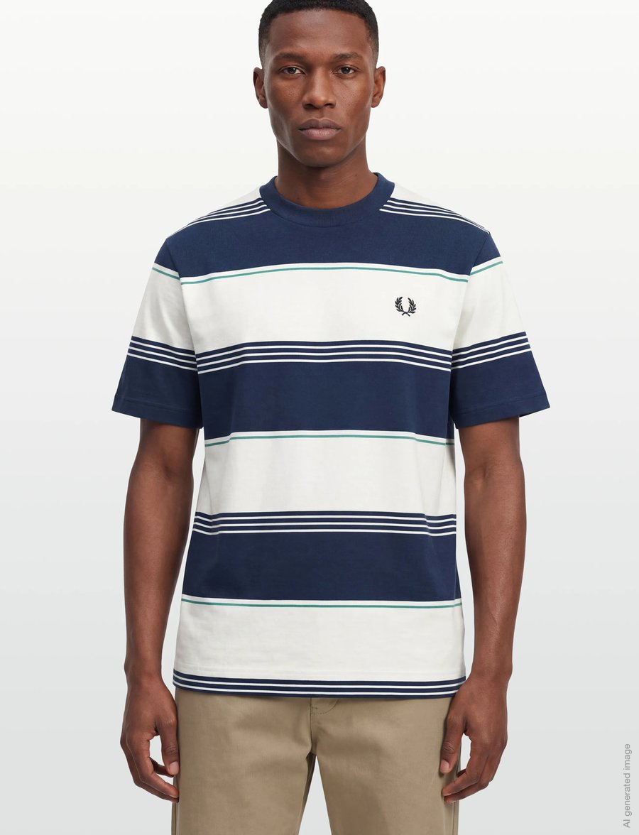 Fred Perry - HEAVYWEIGHT STRIPED TEE - lühikeste varrukatega t-särgid - tennis blue - 3