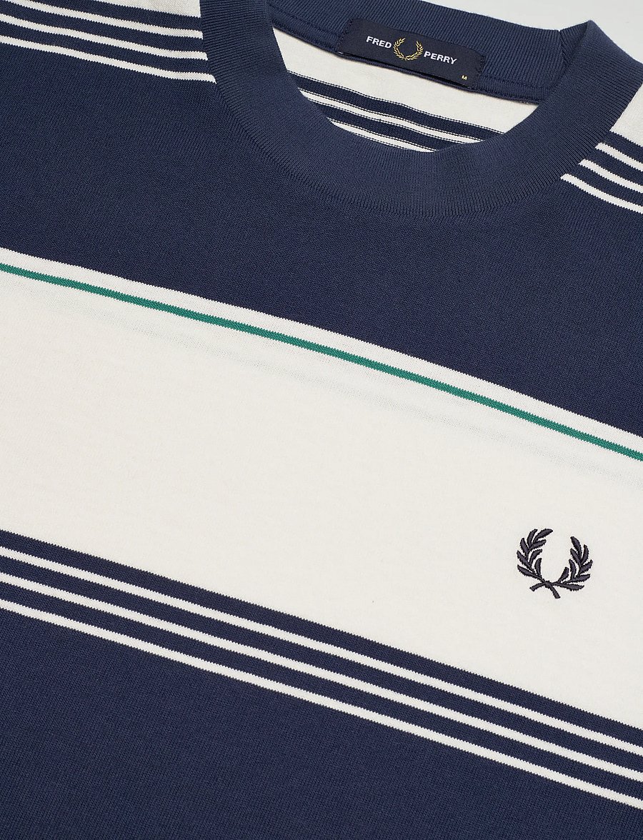 Fred Perry - HEAVYWEIGHT STRIPED TEE - lühikeste varrukatega t-särgid - tennis blue - 5