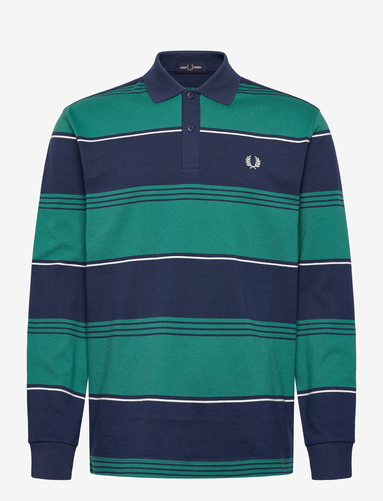 Fred Perry - HEAVYWEIGHT STRIPED POLO - pikkade varrukatega polod - tennis blue - 1
