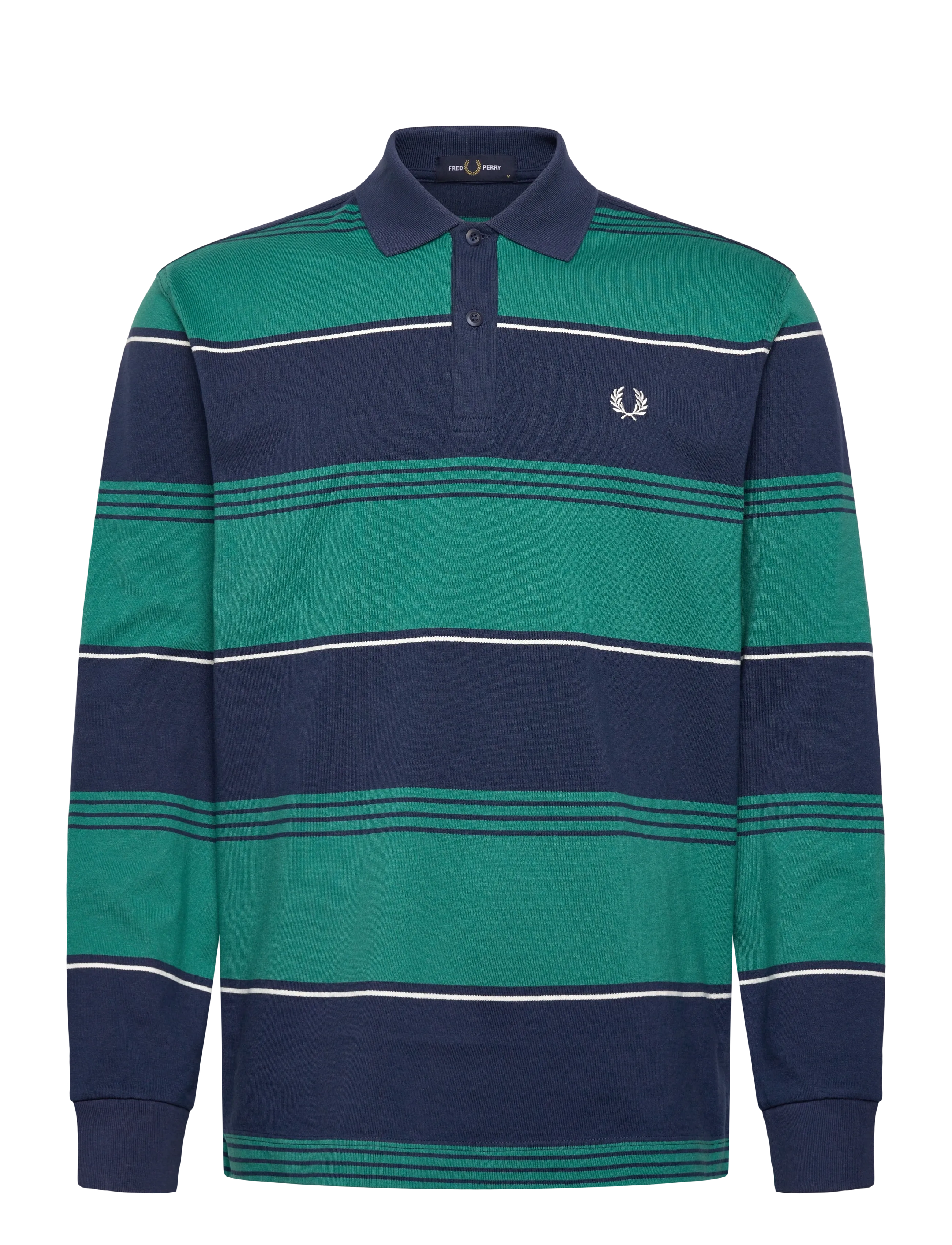 Fred Perry HEAVYWEIGHT STRIPED POLO - Clothing - TENNIS BLUE / green