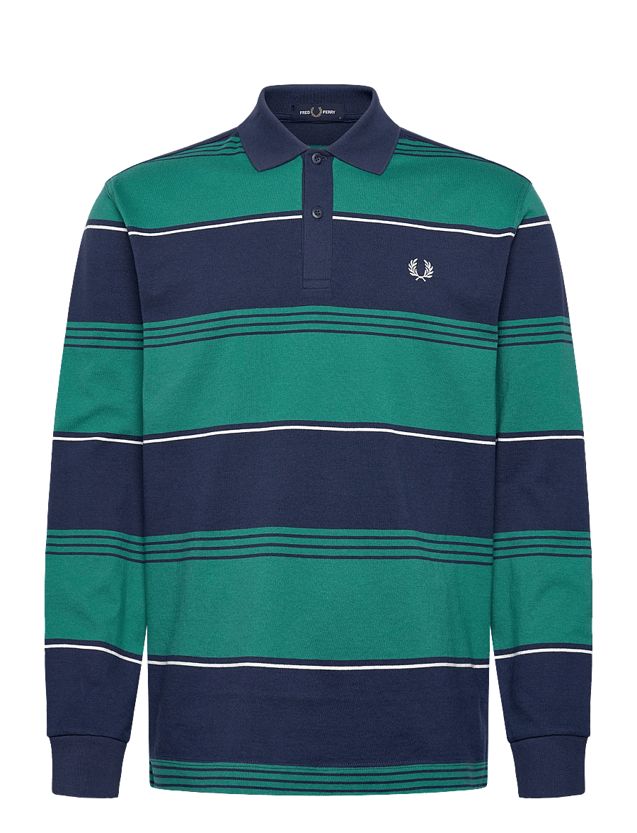 Fred Perry - HEAVYWEIGHT STRIPED POLO - langärmelig - tennis blue - 1