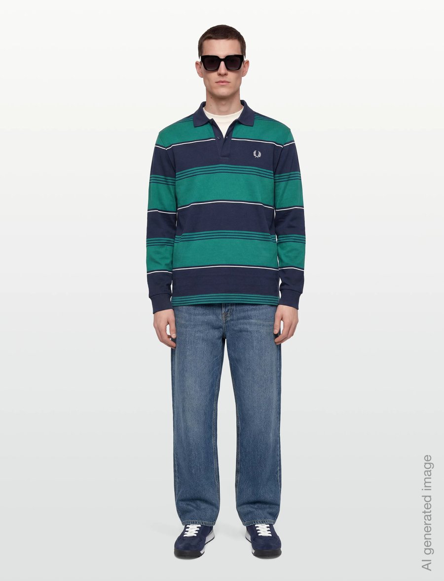 Fred Perry - HEAVYWEIGHT STRIPED POLO - langärmelig - tennis blue - 0