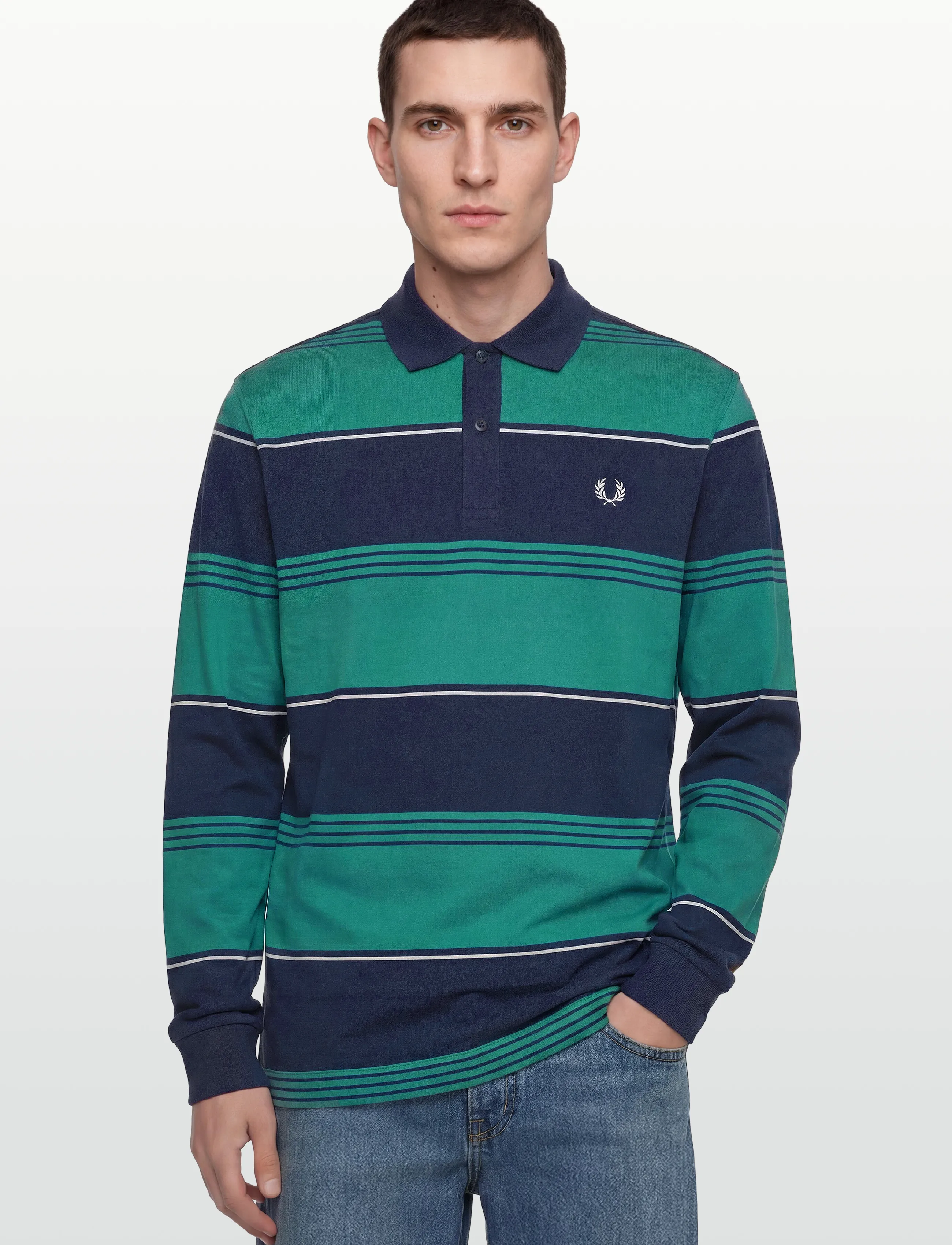 Fred Perry - HEAVYWEIGHT STRIPED POLO - long-sleeved polos - tennis blue - 3