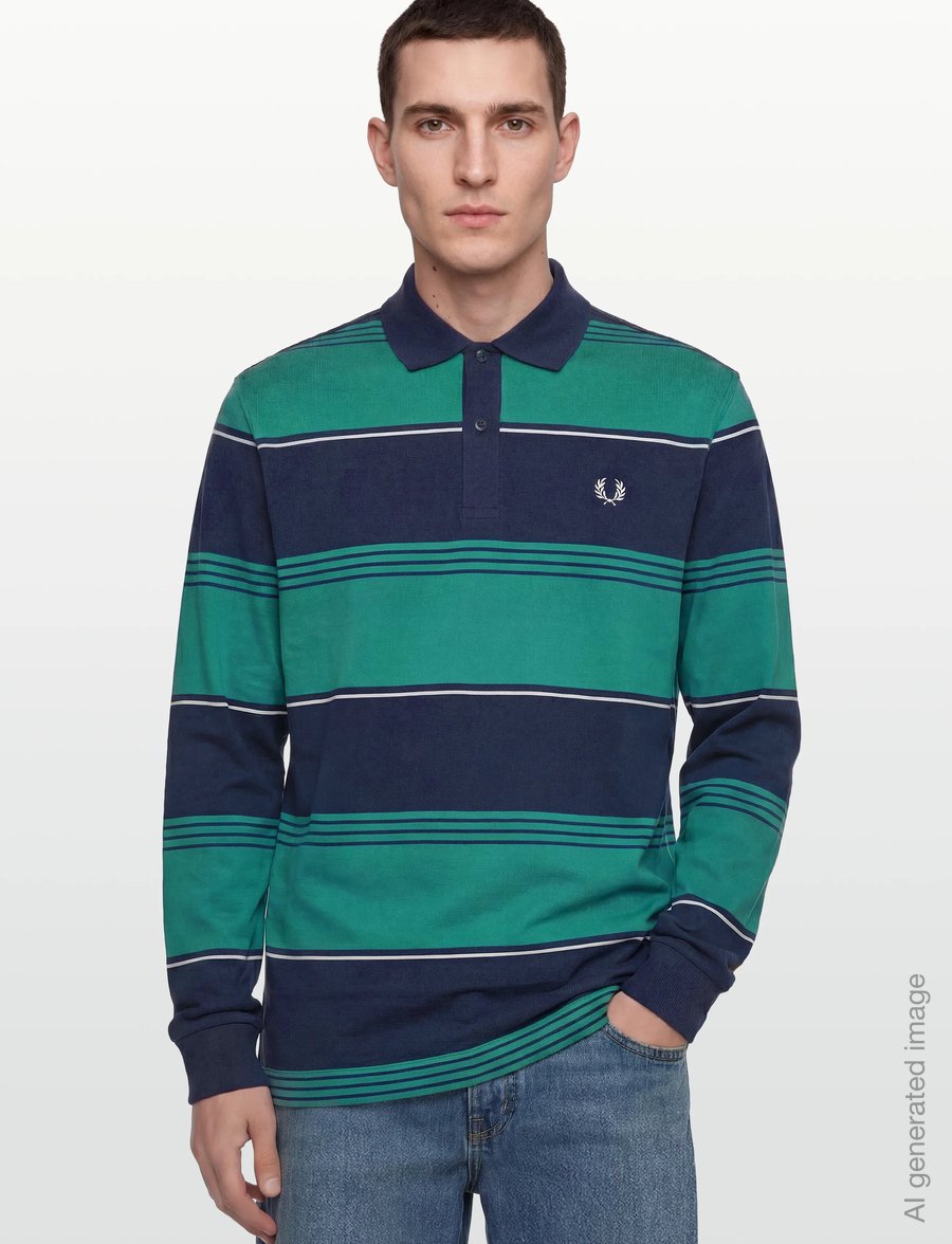 Fred Perry - HEAVYWEIGHT STRIPED POLO - langärmelig - tennis blue - 3